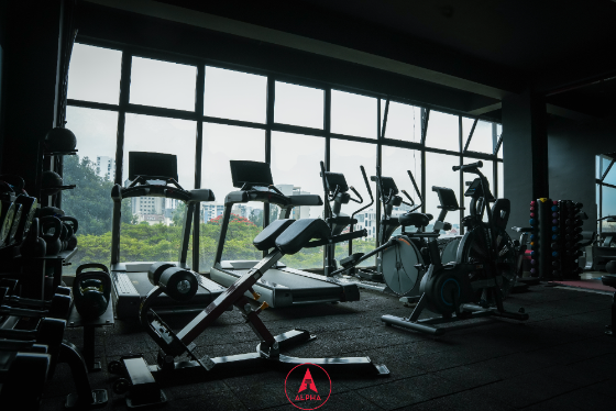Cardio floor with city view