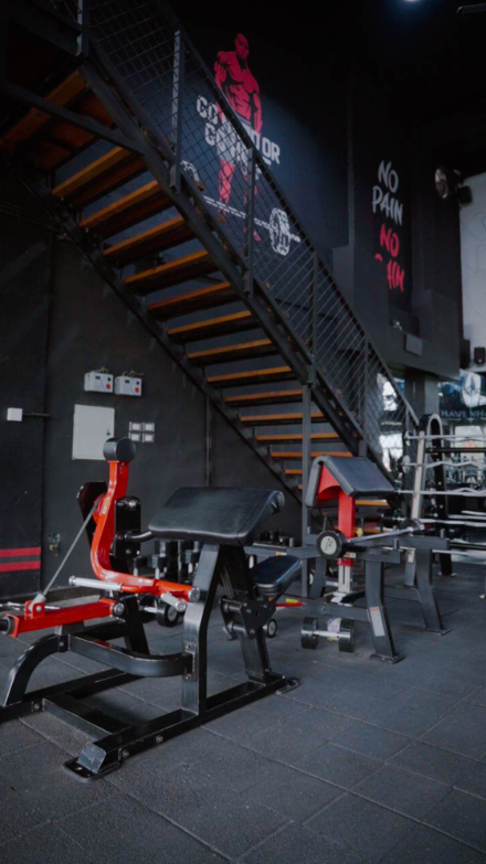 Bench and open floor area